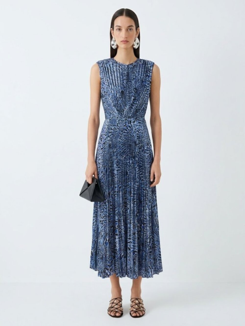 Ulla Johnson Malin Pleated Satin Midi Dress Size 14 | Lapis Blue $820